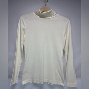 Eddie Bauer Ivory Turtleneck Long Sleeve Womens Size Small Cotton